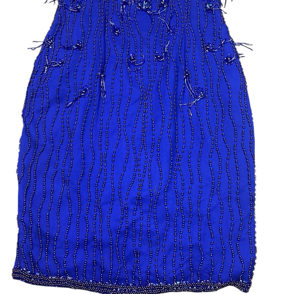 Vintage 90s Alyce Designs purple beaded 100% silk cocktail dress size small - Picture 5 of 10